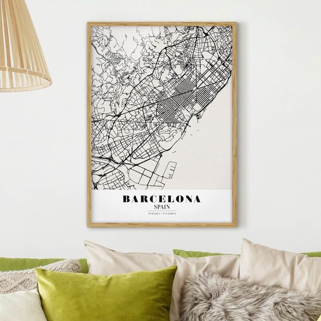 Framed world map Barcelona City Map - Classic
