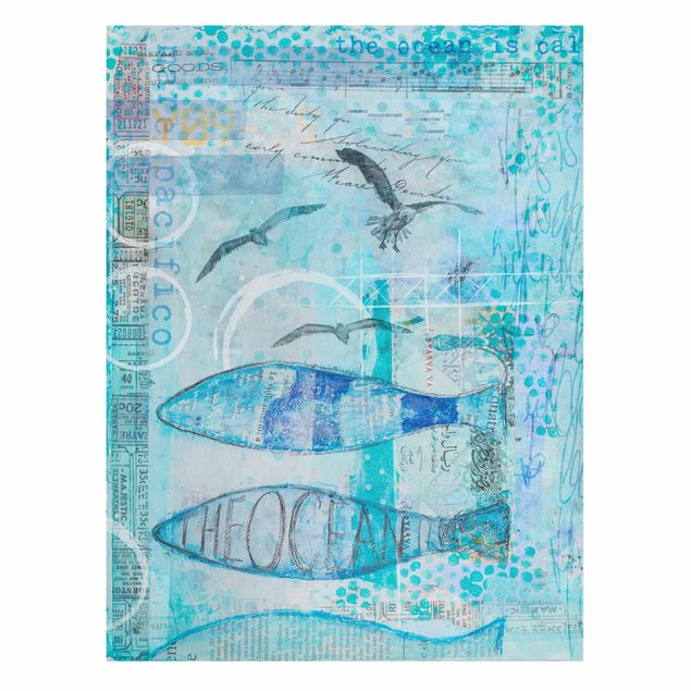 Art posters Colourful Collage - Blue Fish
