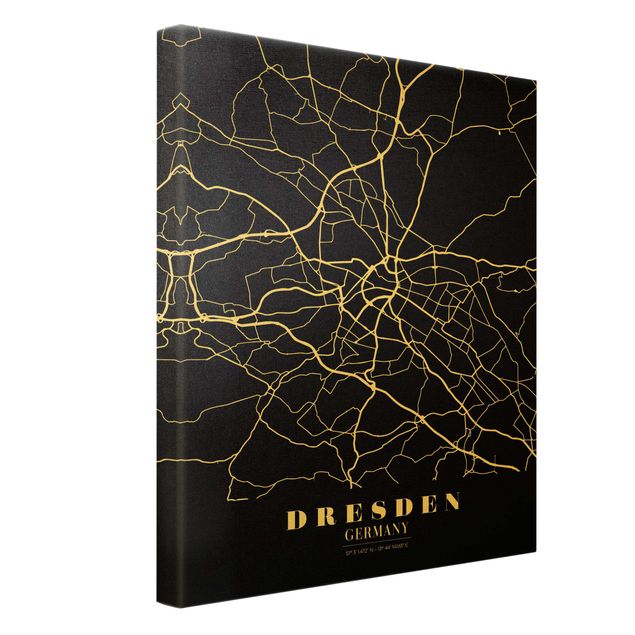 Prints Dresden City Map - Classic Black