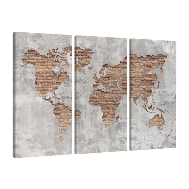 Prints maps Shabby Concrete Brick World Map