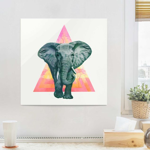Prints Illustration Elephant Front Triangle Painting