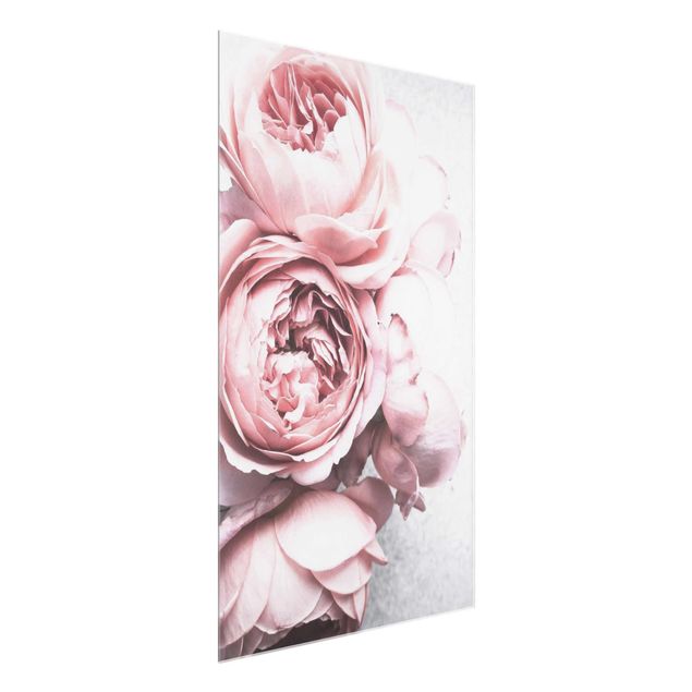 Glass prints flower Light Pink Peony Flowers Shabby Pastel