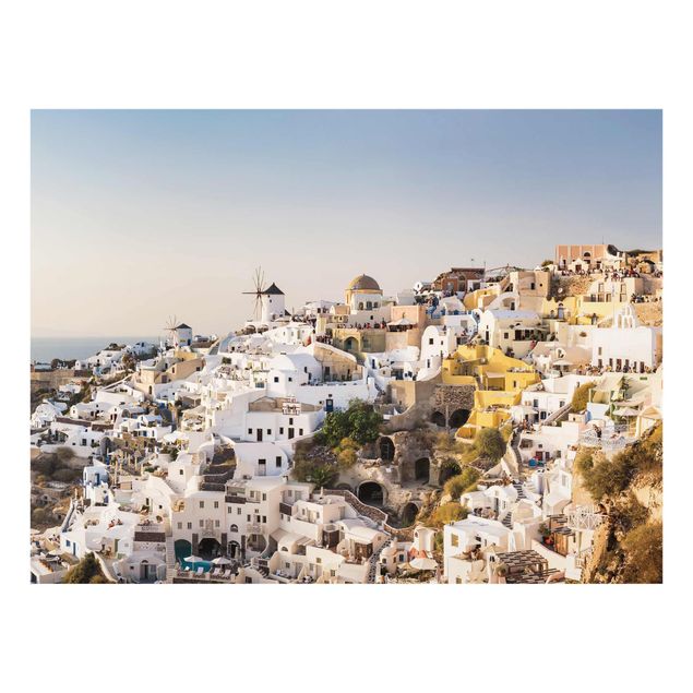 Glass prints architecture and skylines Oia Panorama