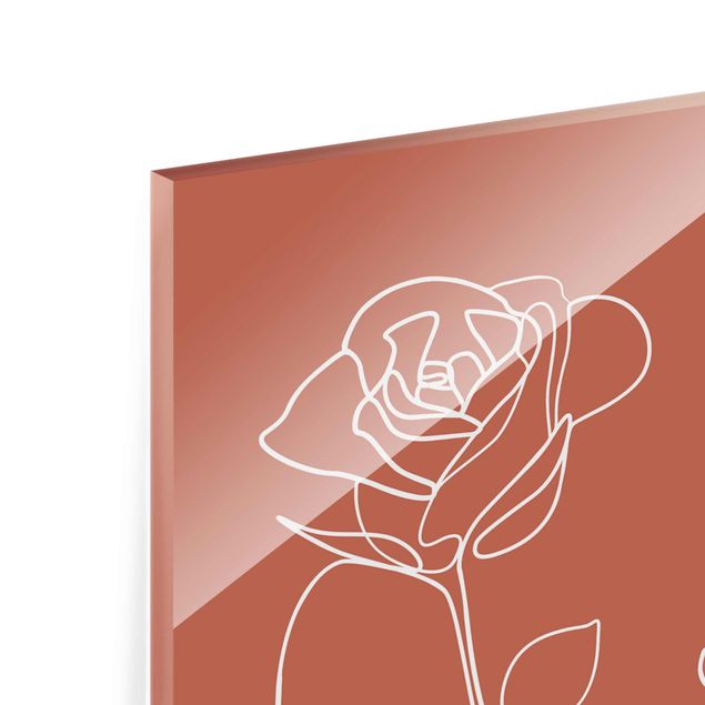 Floral canvas Line Art Faces Women Roses Copper