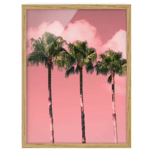 Floral canvas Palm Trees Against Sky Pink