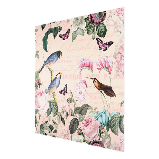 Vintage wall art Vintage Collage - Roses And Birds