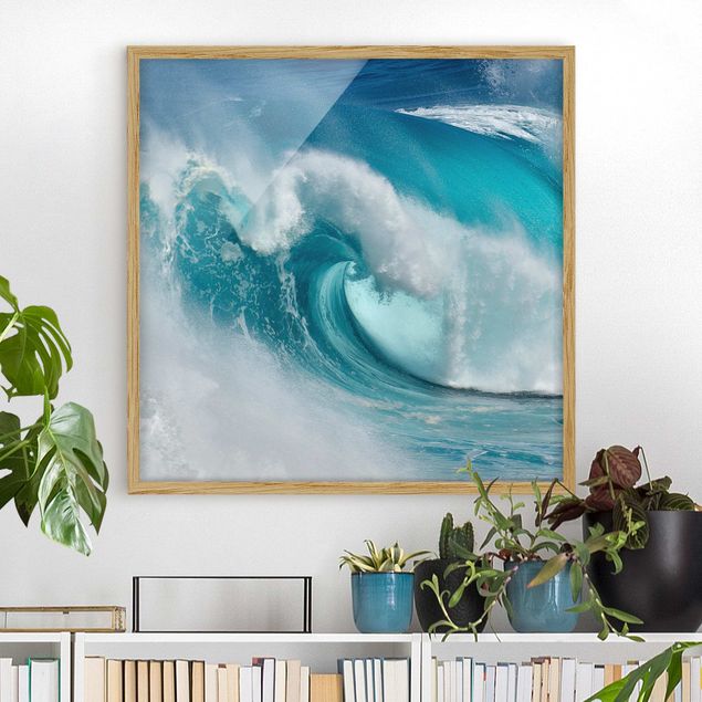 Framed beach prints Raging Waves