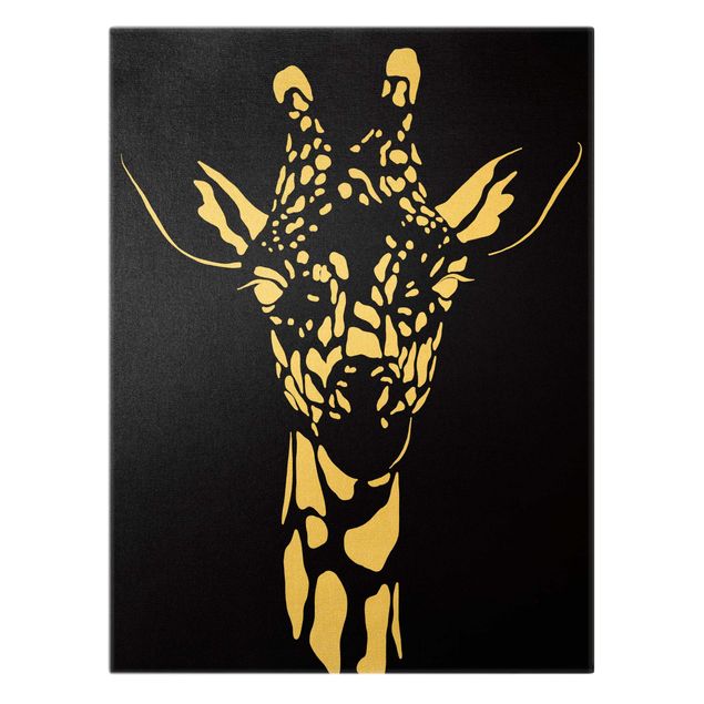 Prints Safari Animals - Portrait Giraffe Black