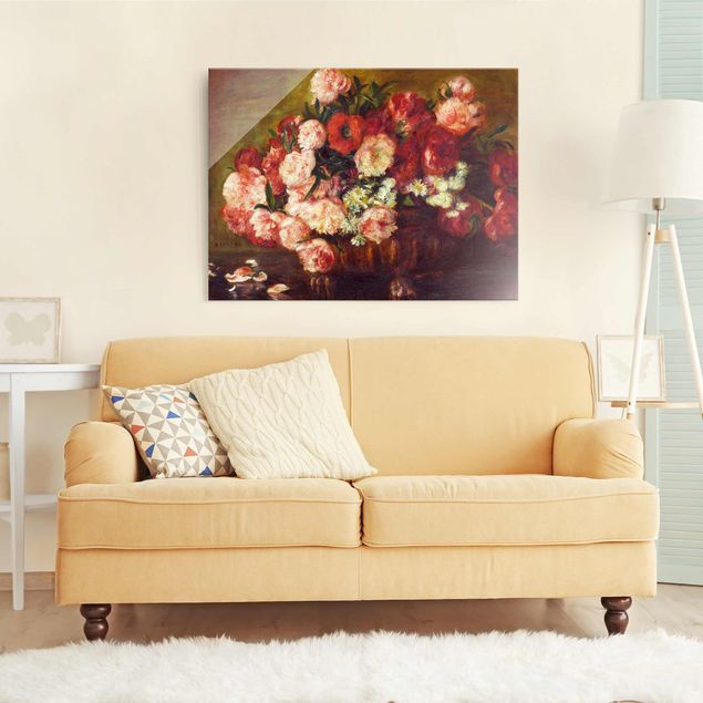 Glass prints rose Auguste Renoir - Still Life With Peonies