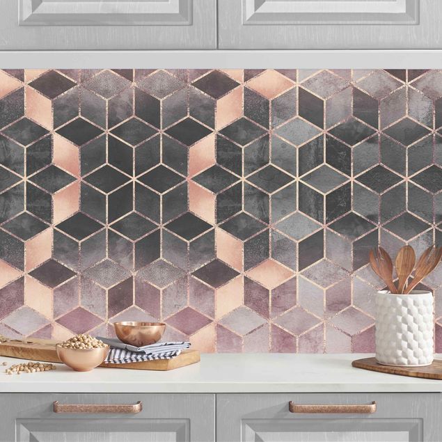 Kitchen Pink Gray Golden Geometry II