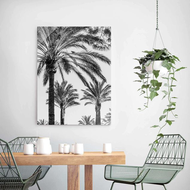 Landscape canvas prints Palm Trees At Sunset Black And White