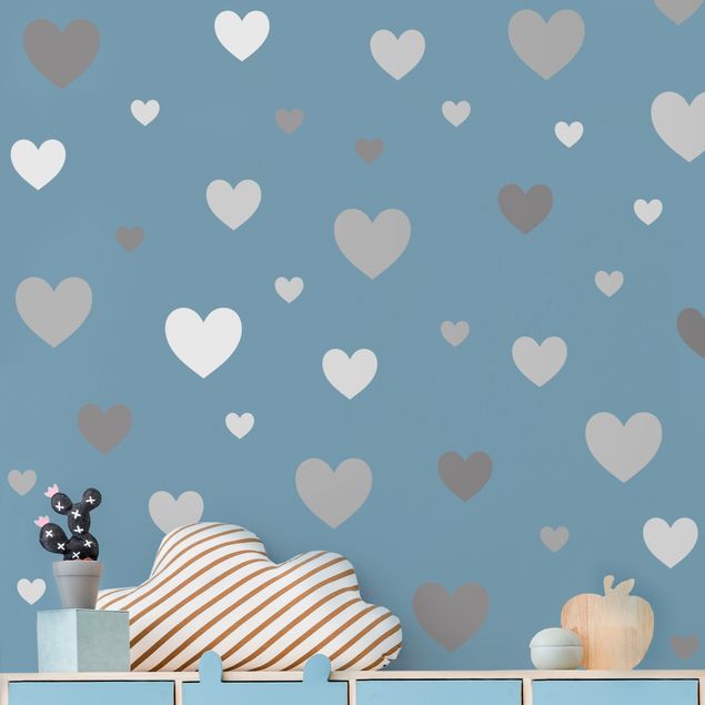 Romantic wall stickers 85 Hearts Grey Set
