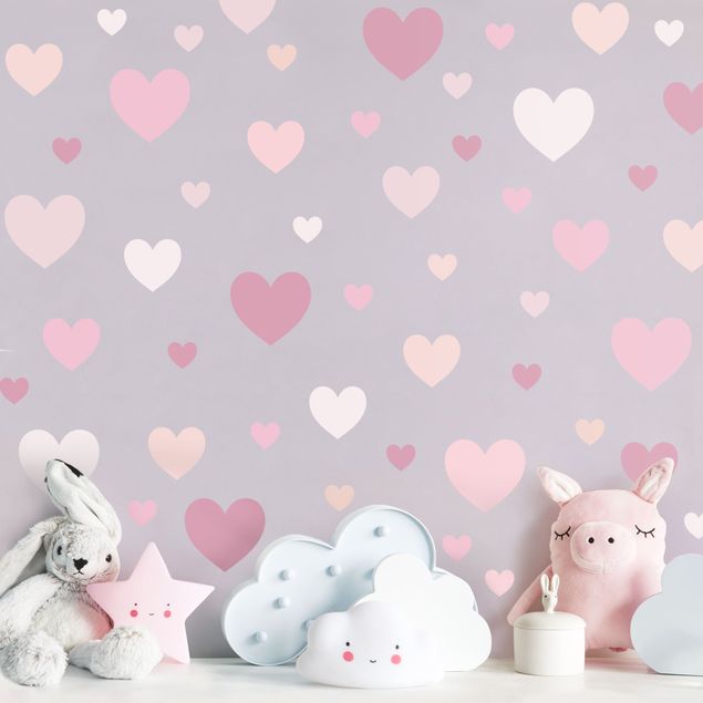 Wall stickers love 85 hearts pink set