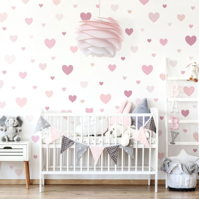 Wall stickers heart 85 hearts pink set