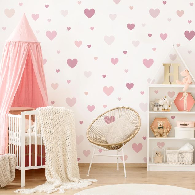 Wall stickers 85 hearts pink set