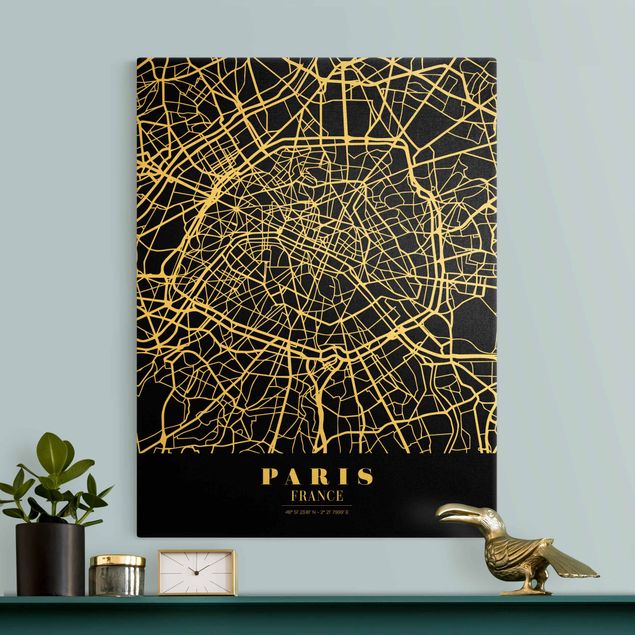 Canvas black and white Paris City Map - Classic Black