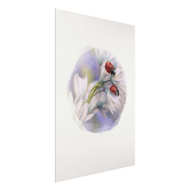 Floral canvas Water Colours - Ladybug Couple