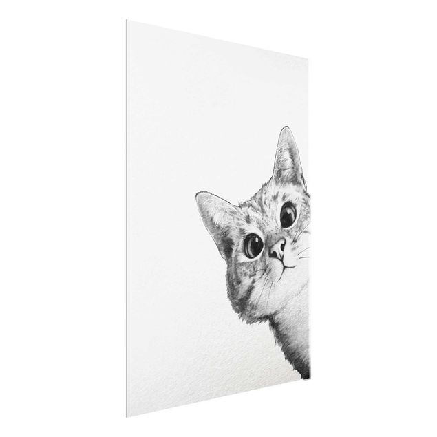 Cat wall art Illustration Cat Drawing Black And White