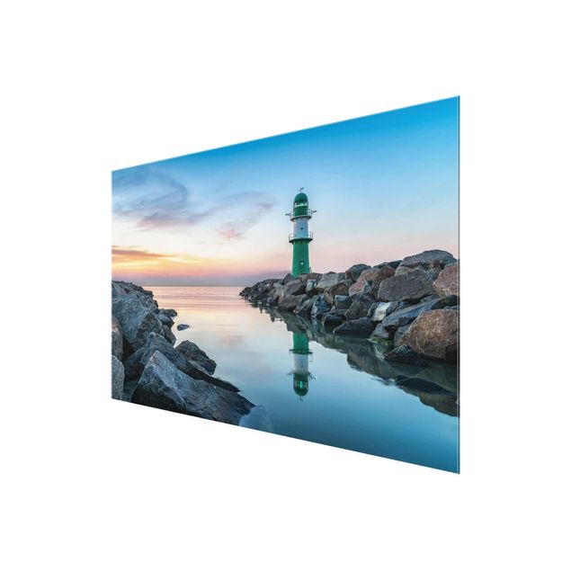 Glass prints landscape Sunset at the Lighthouse