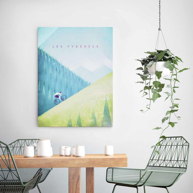 Glass prints mountain Travel Poster - The Pyrenees