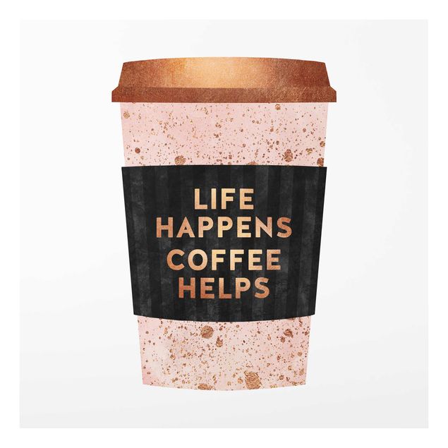 Coffee poster art Life Happens Coffee Helps Gold