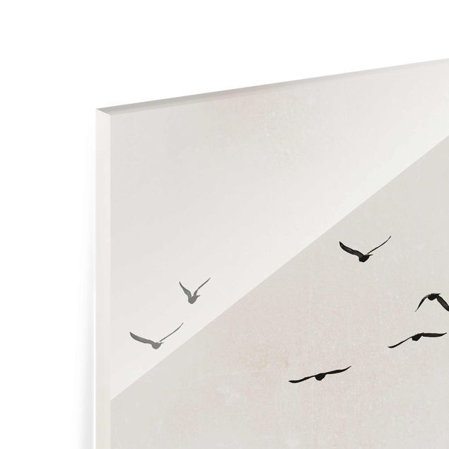 Red canvas wall art Flock Of Birds In Front Of Rising Sun