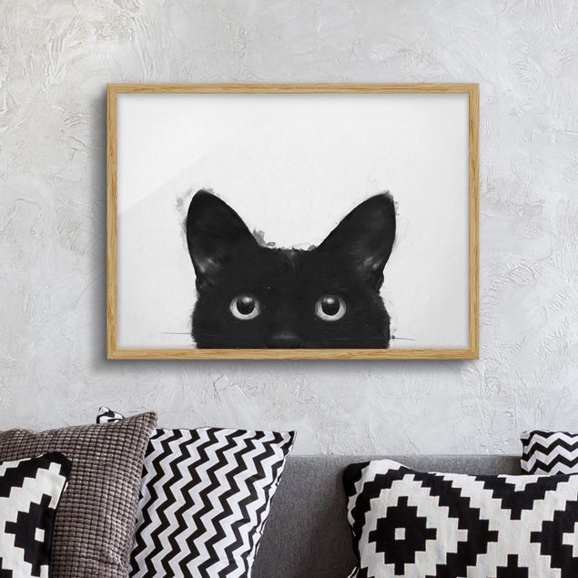 Kitchen Illustration Black Cat On White Painting