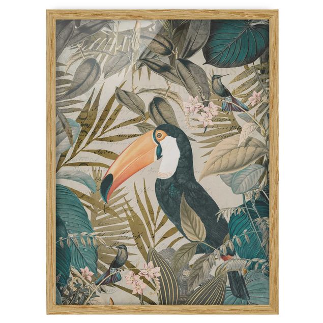 Vintage posters Vintage Collage - Toucan In The Jungle