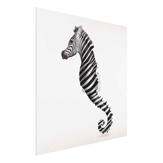 Zebra wall print Seahorse With Zebra Stripes