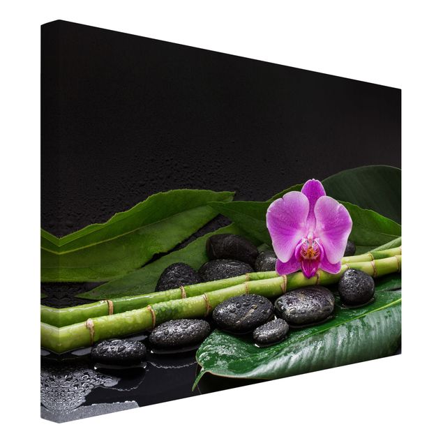 Orchid pictures on canvas Green Bamboo With Orchid Flower