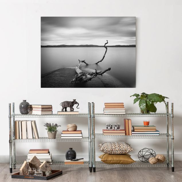 Landscape canvas prints Sunset In Black And White By The Lake