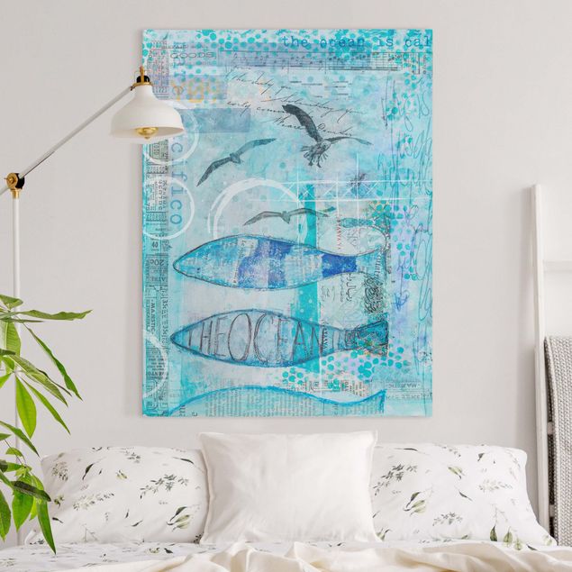 Canvas prints fishes Colourful Collage - Blue Fish