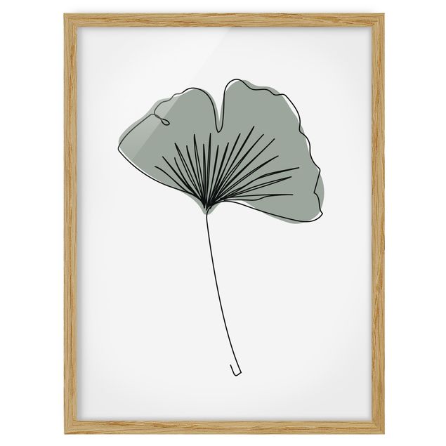 Framed floral Gingko Leaf Line Art