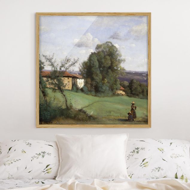 Art styles Jean-Baptiste Camille Corot - A Farm in Dardagny