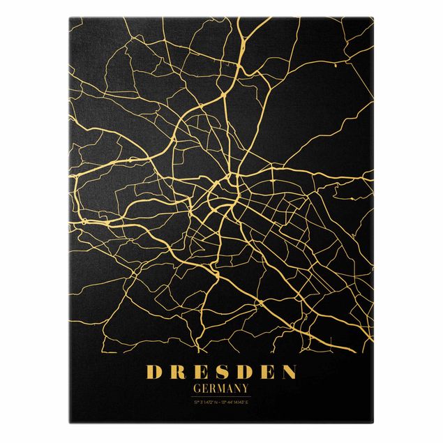 Black prints Dresden City Map - Classic Black