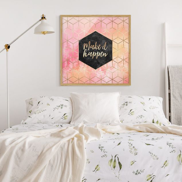 Framed quotes Make It Happen Geometry Pastel