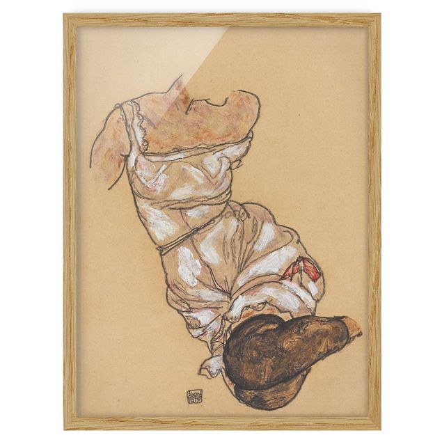 Canvas art Egon Schiele - Female torso in underwear and black stockings