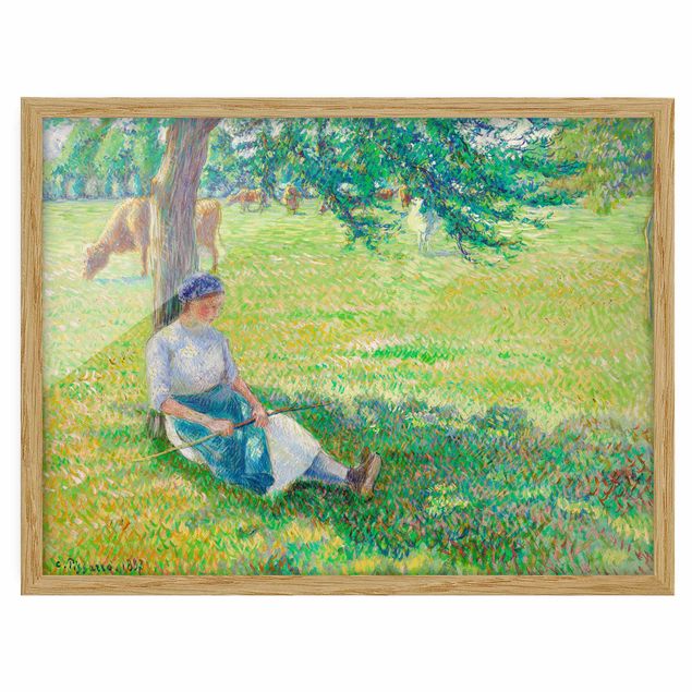 Art style post impressionism Camille Pissarro - Cowgirl, Eragny
