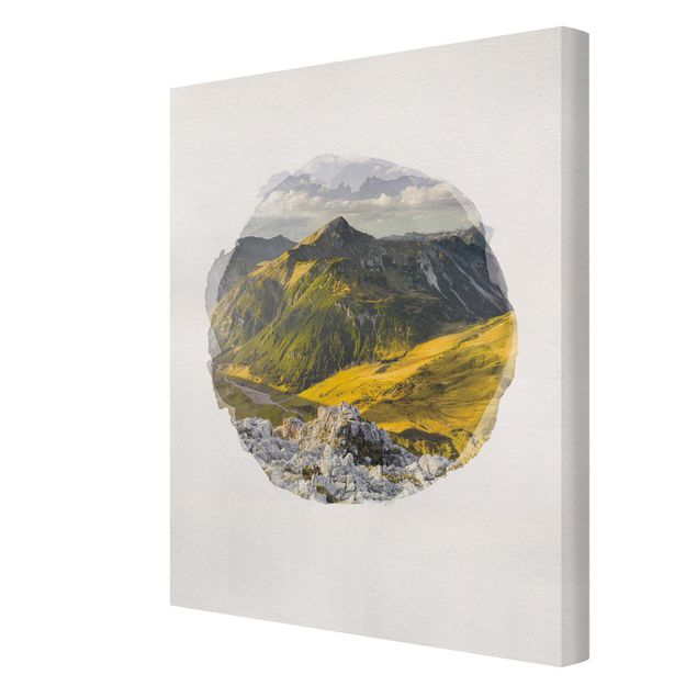 Landscape canvas wall art WaterColours - Mountains And Valley Of The Lechtal Alps In Tirol
