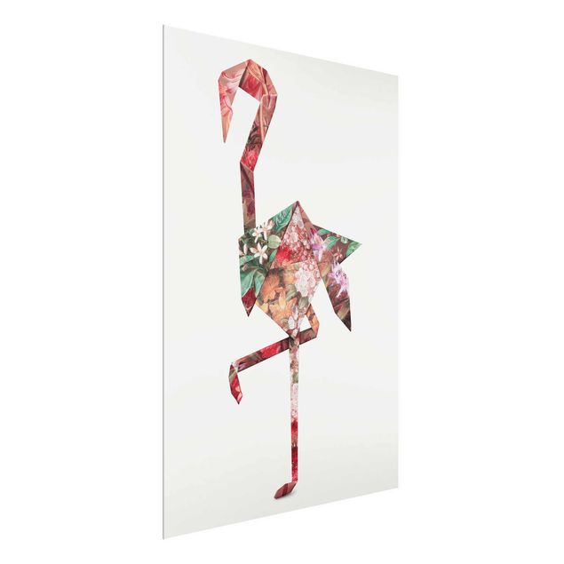 Prints flower Origami Flamingo