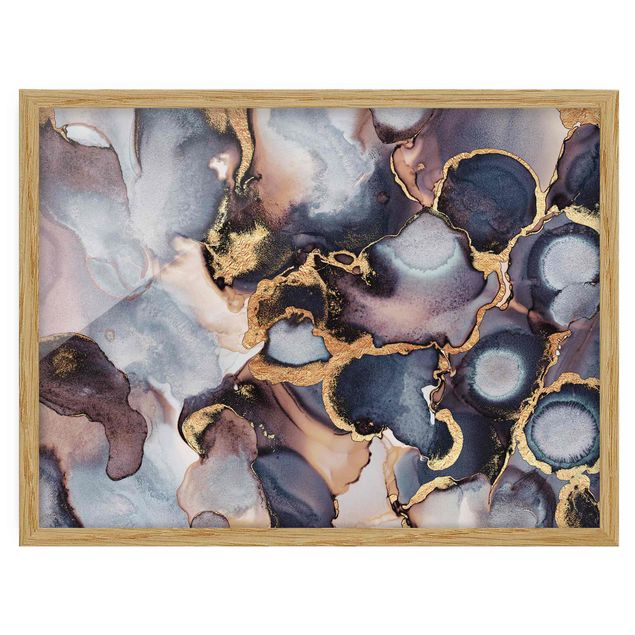 Contemporary art prints Marble Watercolour With Gold