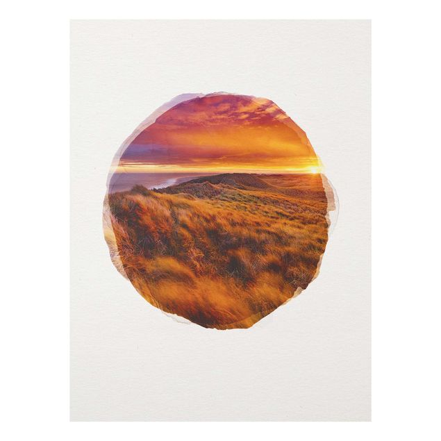 Prints landscape WaterColours - Sunrise On The Beach On Sylt