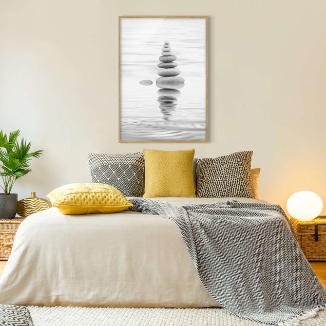 Modern art prints Stone Tower In Water Black And White