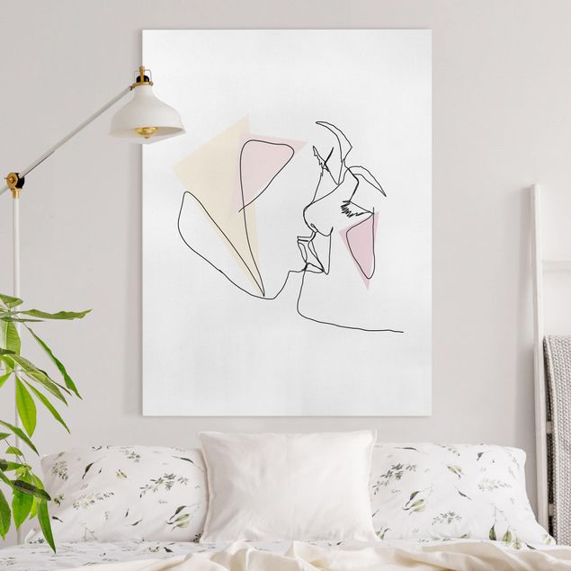 Canvas prints Kiss Faces Line Art