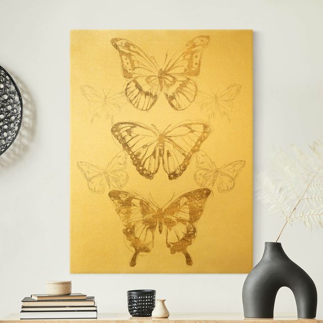 Prints modern Butterfly Composition In Gold II