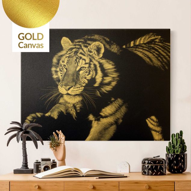 Tiger art print Tiger In The Sunlight On Black