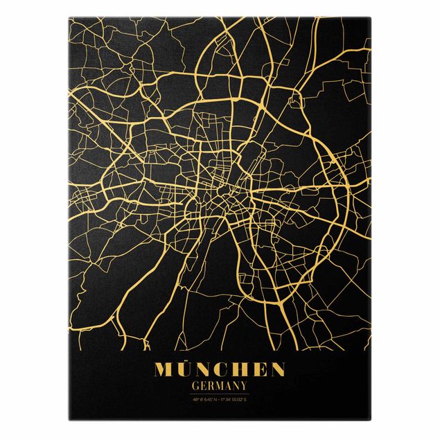 Prints black Munich City Map - Classic Black