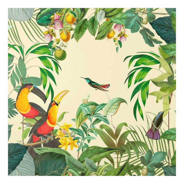Floral canvas Vintage Collage - Birds In The Jungle