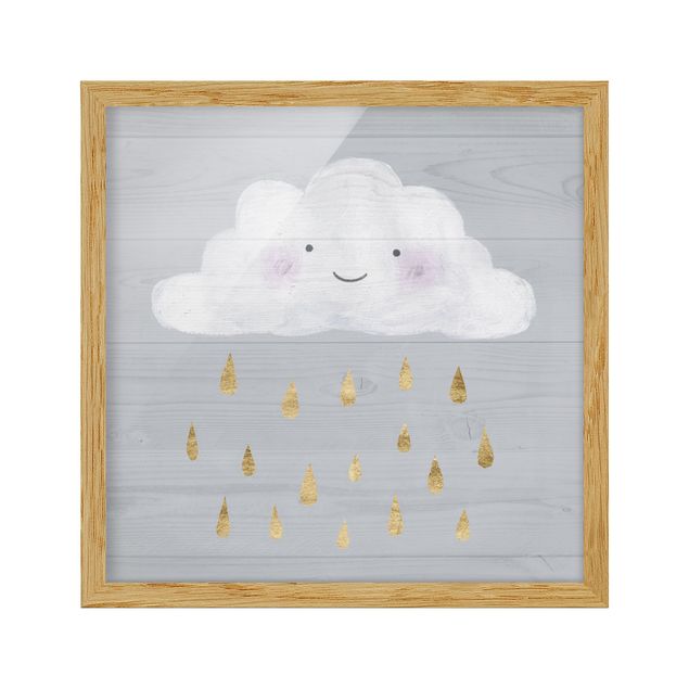 Love canvas wall art Cloud With Golden Raindrops