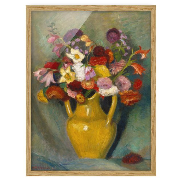 Art style Otto Modersohn - Colourful Bouquet in Yellow Clay Jug